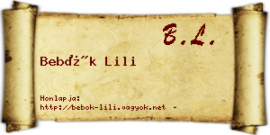 Bebők Lili névjegykártya