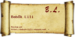 Bebők Lili névjegykártya